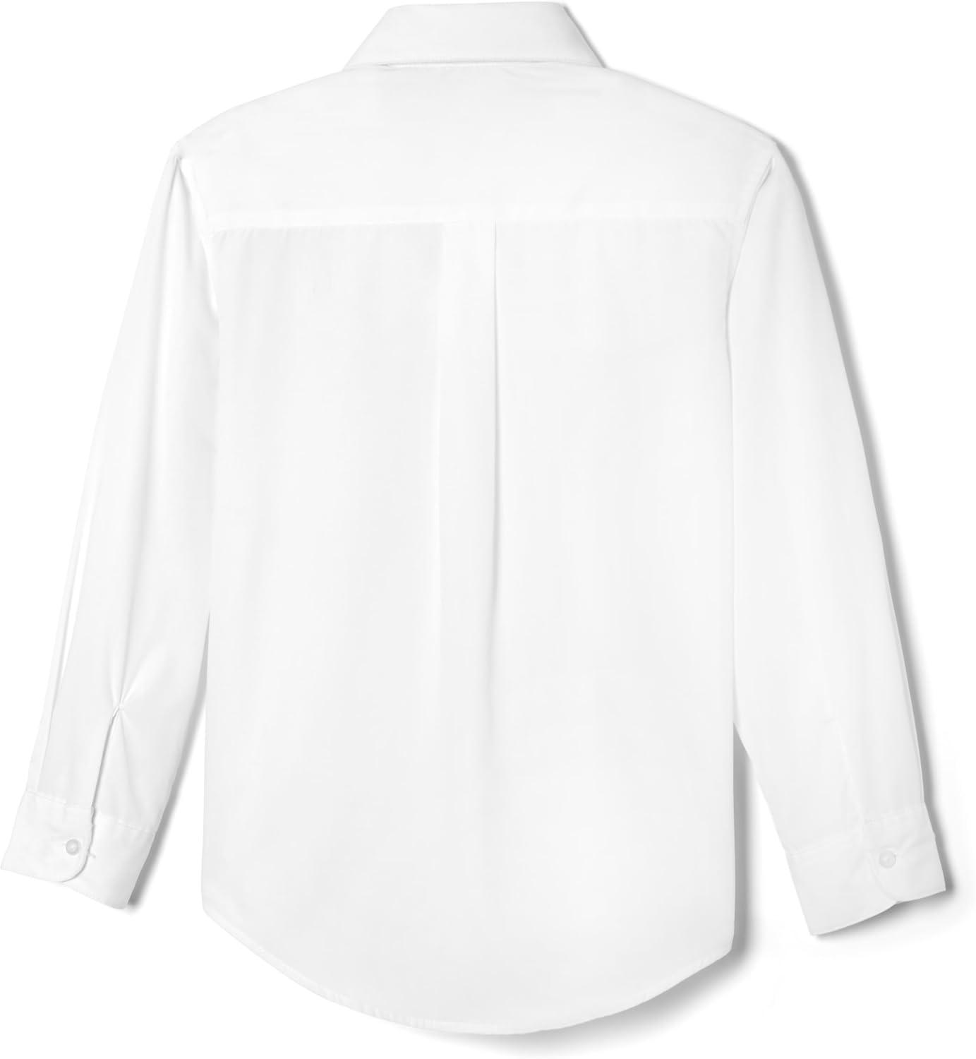 French Toast Men’s Expandable Collar Button Up Shirt with Long Sleeves(White)