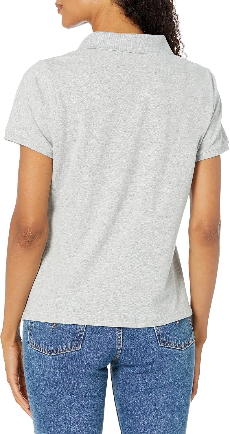 French Toast Women’s Cotton Blend Stretch Pique Short Sleeve Polo Shirt(Grey)
