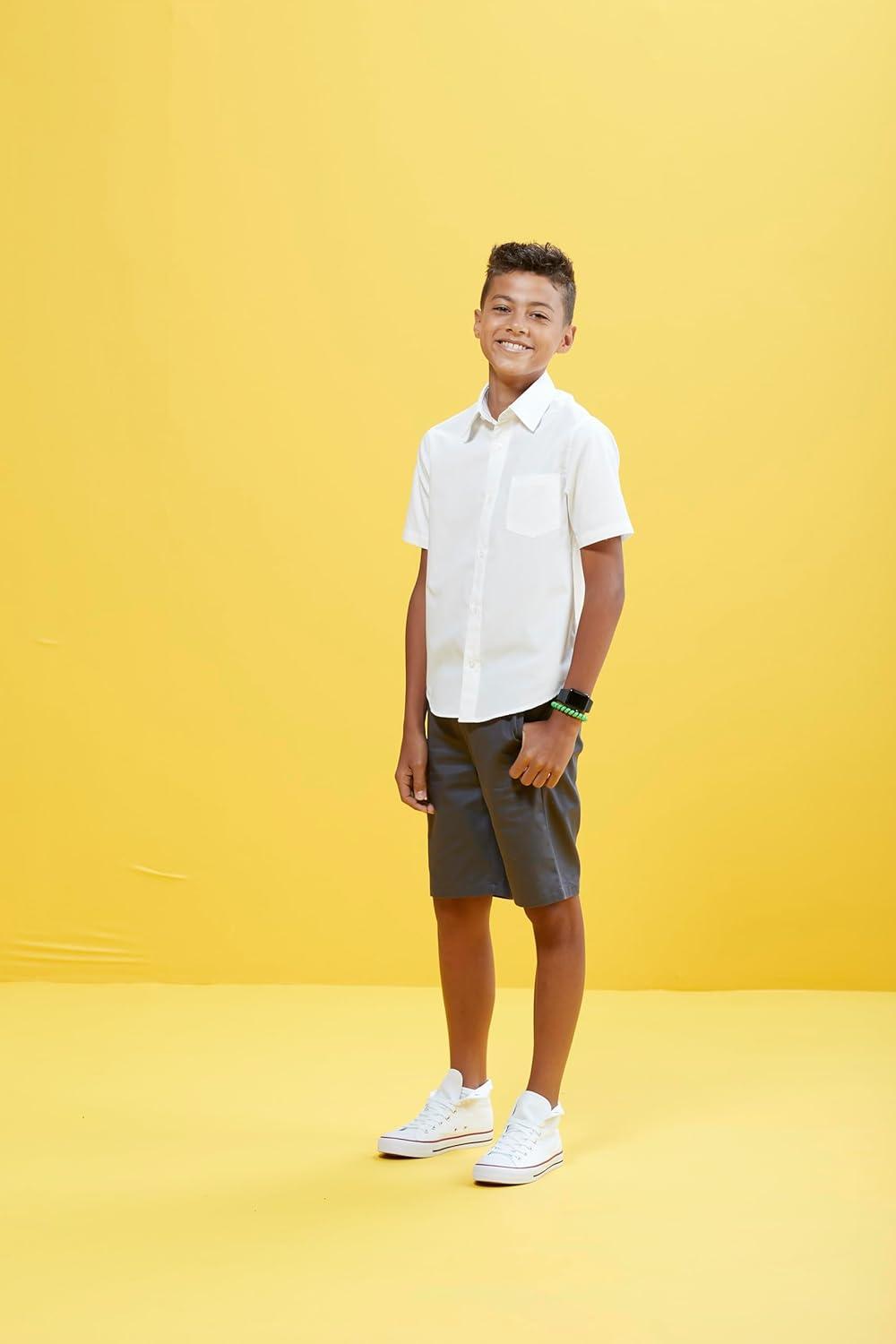 French Toast Boys Short Sleeve Classic Poplin Dress Shirt(Light Blue)