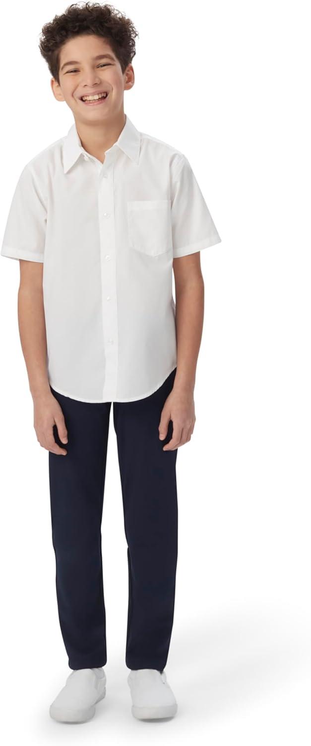 French Toast Boys Short Sleeve Classic Poplin Dress Shirt(Light Blue)