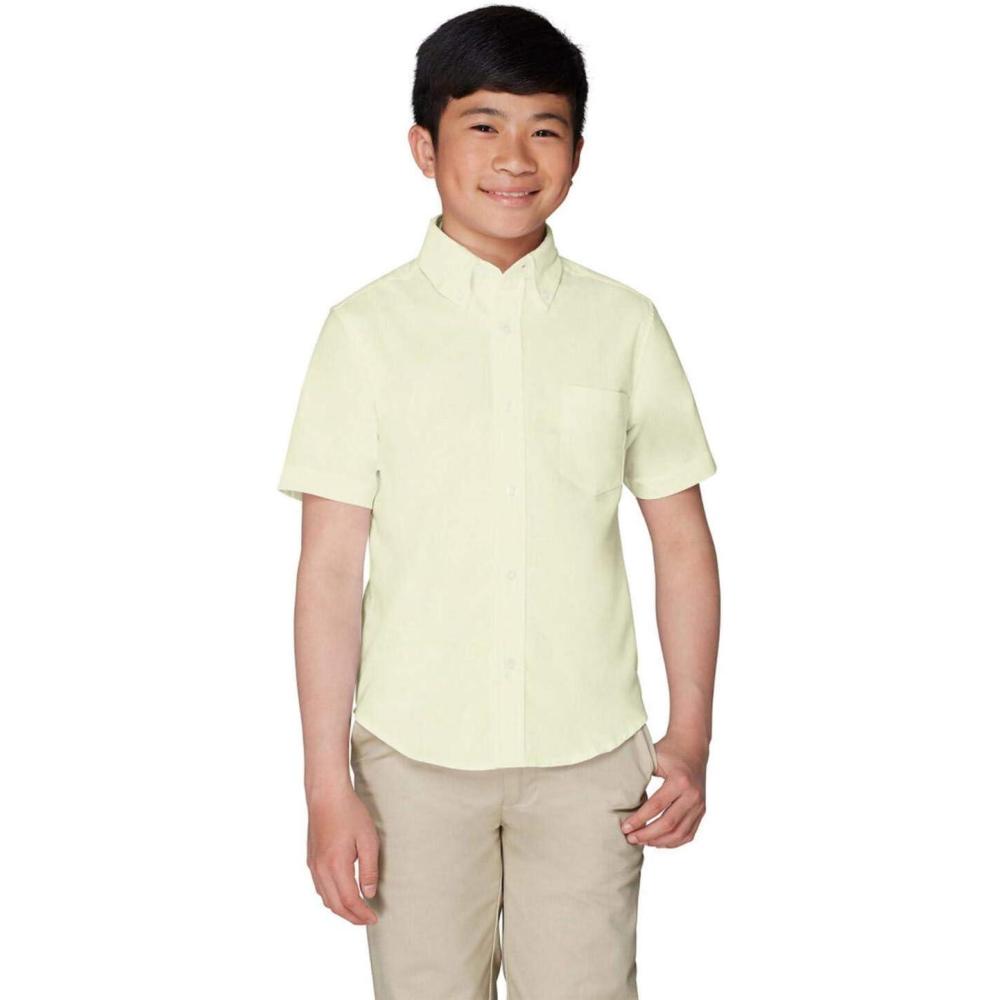 French Toast Boys Short Sleeve Classic Poplin Dress Shirt(Yellow)