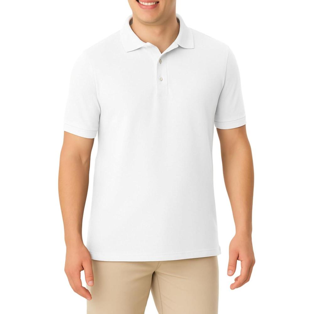 French Toast Boys’ Short Sleeve Pique Polo T-Shirt(White)