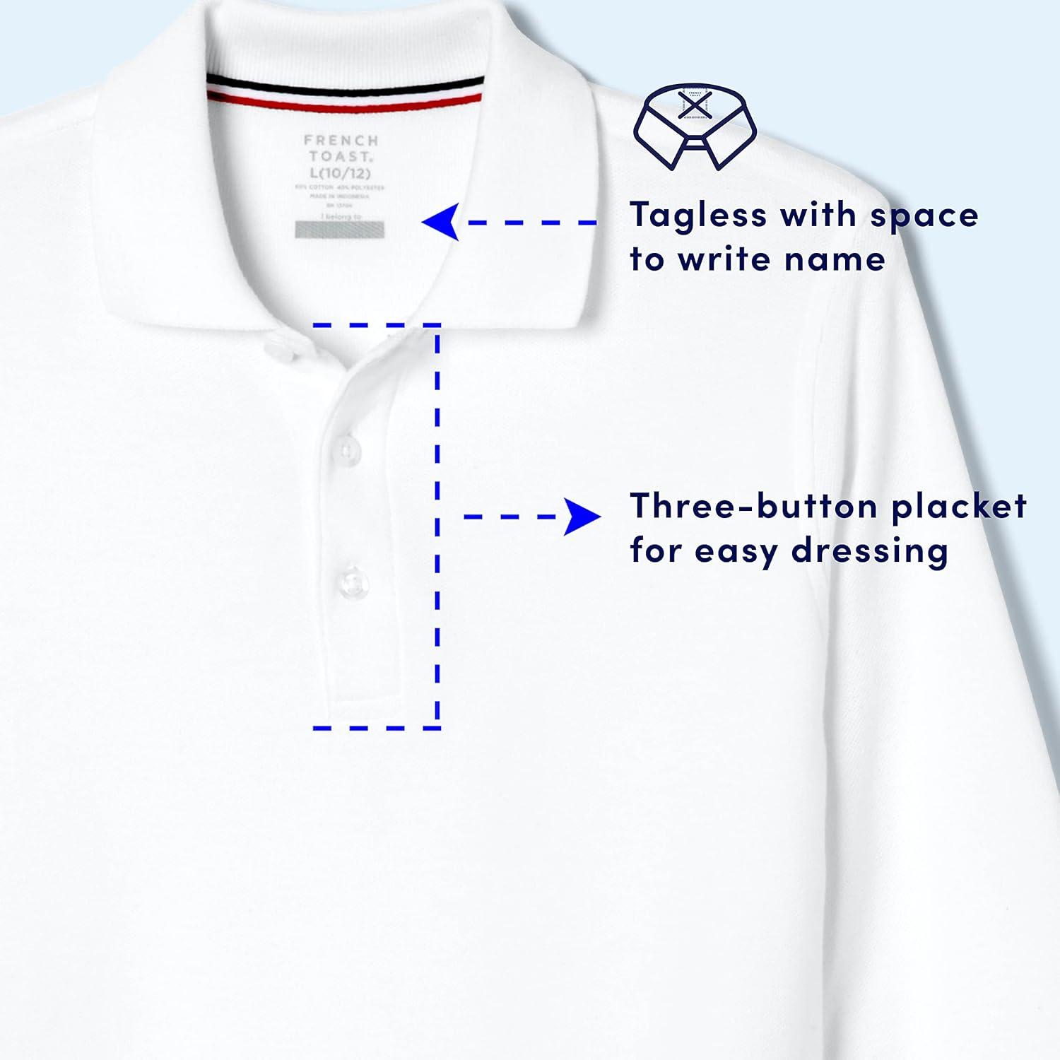 French Toast Men’s Long Sleeve Cotton Blend Pique Polo Shirt(Black)
