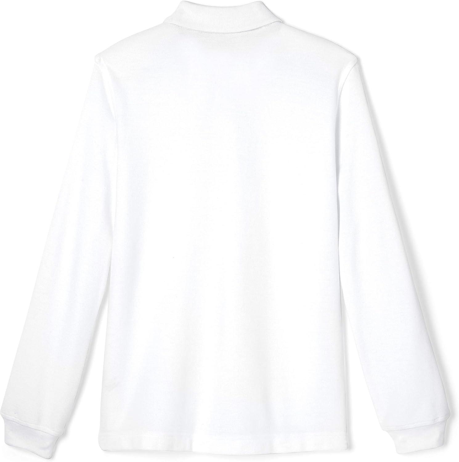French Toast Men’s Long Sleeve Cotton Blend Pique Polo Shirt(White)
