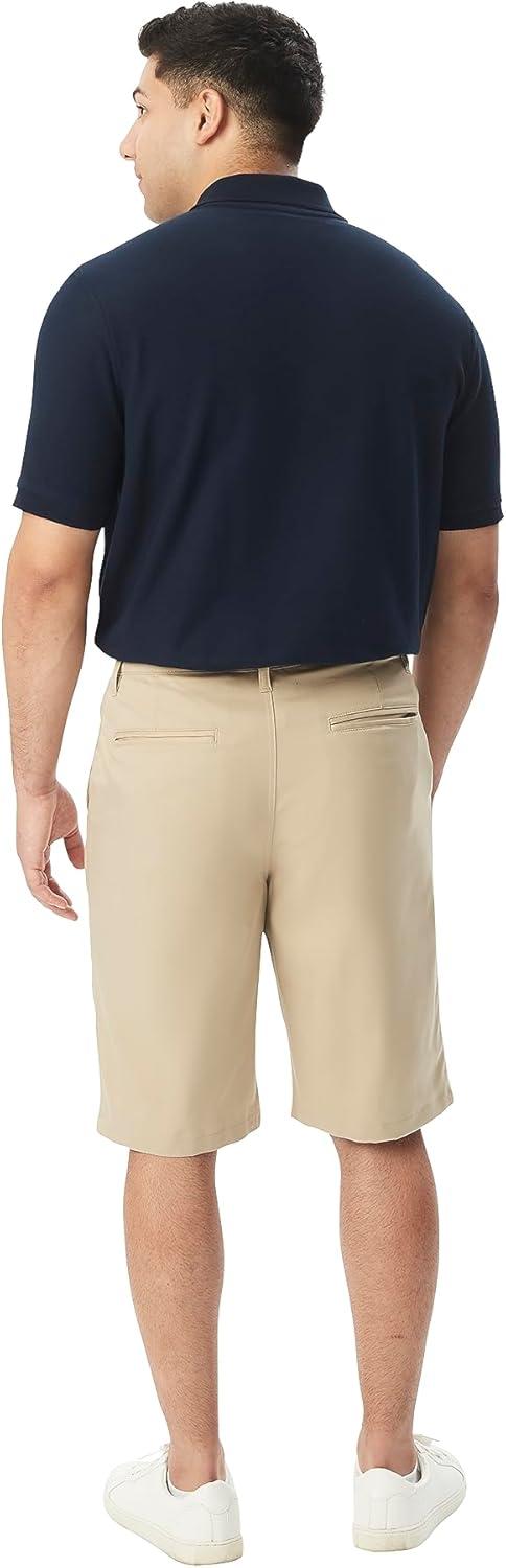 French Toast Men’s Moisture Wicking Flat Front Stretch Microfiber Performance Short(Khaki)