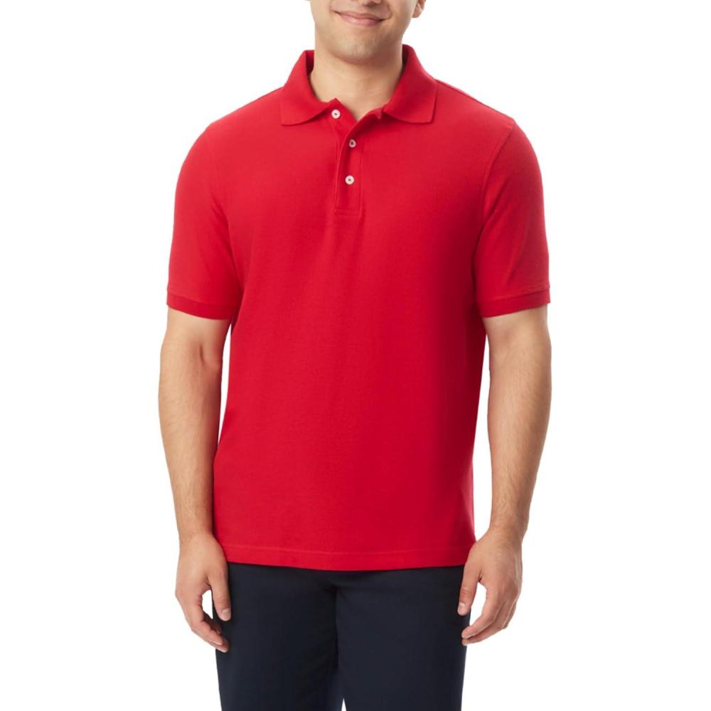 French Toast Boys’ Short Sleeve Pique Polo T-Shirt(Red)