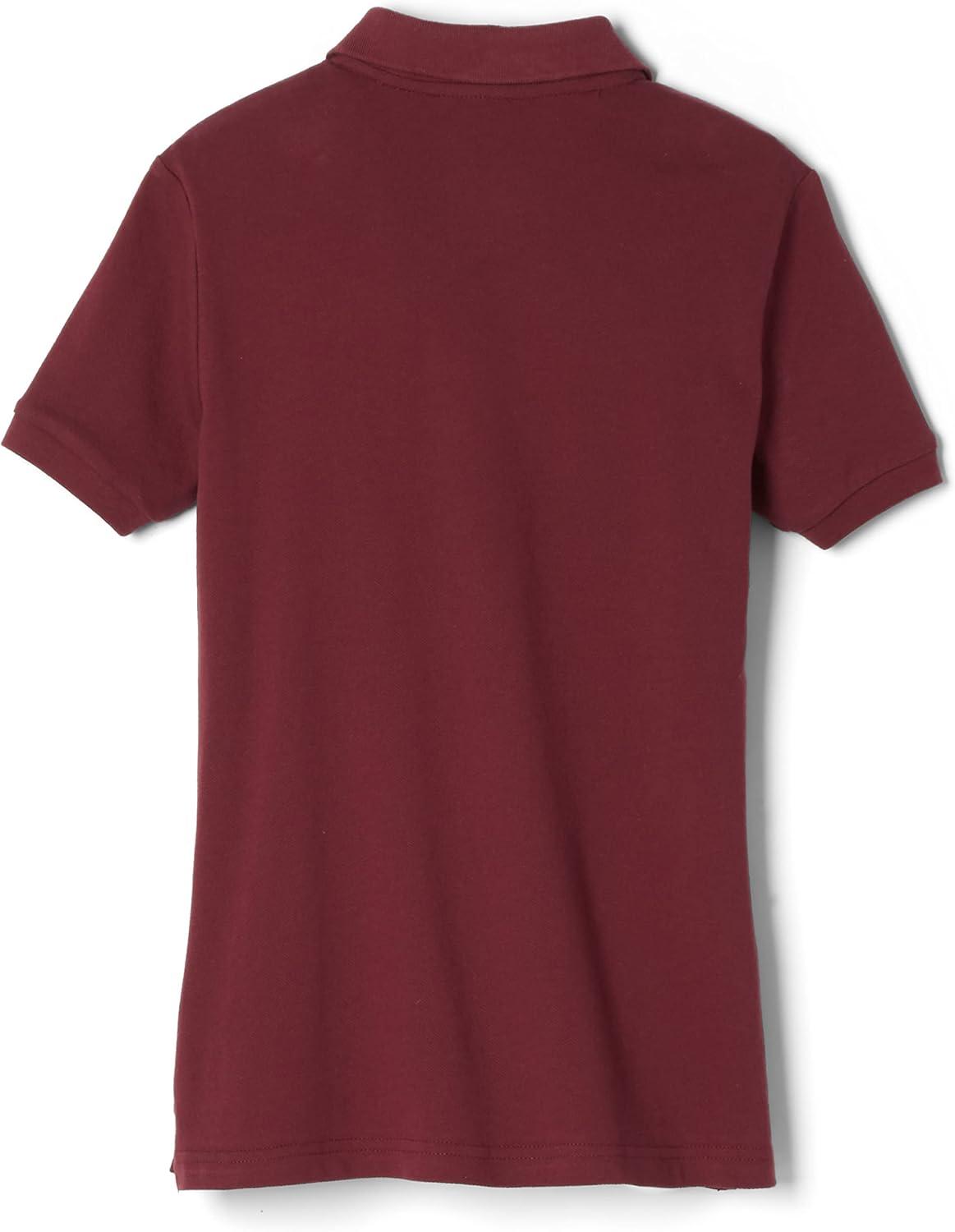 French Toast Women’s Cotton Blend Stretch Pique Short Sleeve Polo Shirt(Burgundy)