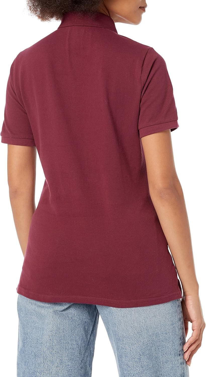 French Toast Women’s Cotton Blend Stretch Pique Short Sleeve Polo Shirt(Burgundy)