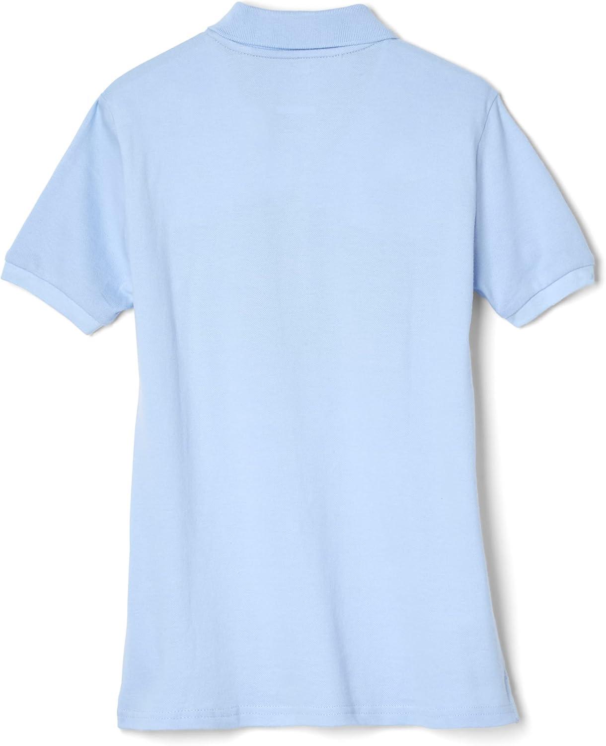 French Toast Women’s Cotton Blend Stretch Pique Short Sleeve Polo Shirt(Light Blue)