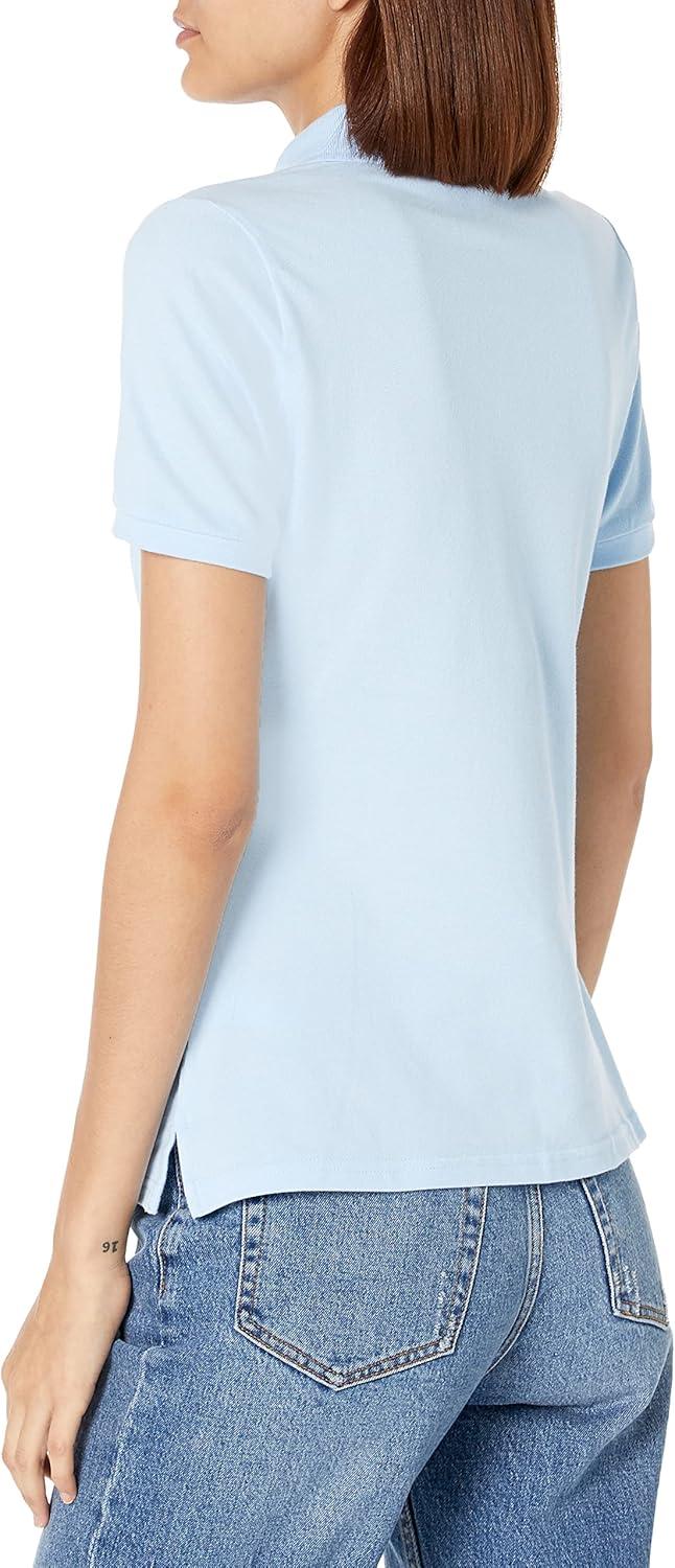 French Toast Women’s Cotton Blend Stretch Pique Short Sleeve Polo Shirt(Light Blue)