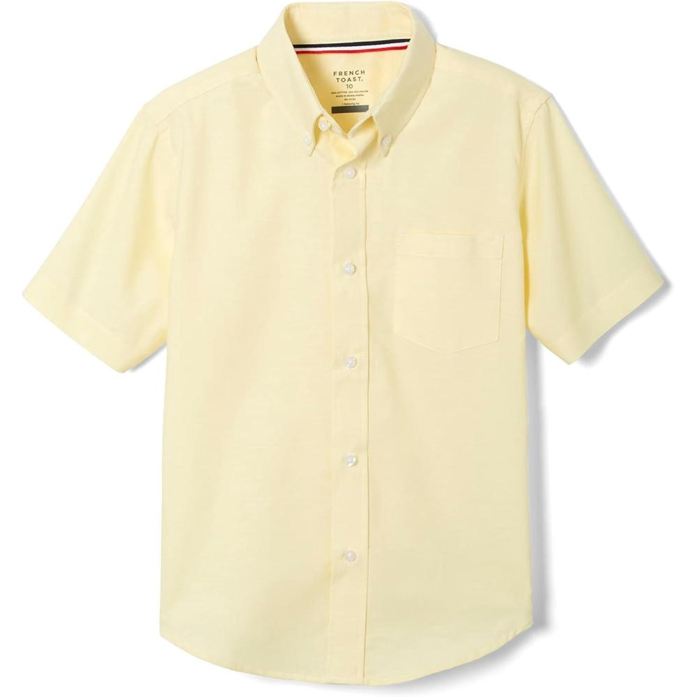 French Toast Little Boys’ Short Sleeve Oxford Dress Shirt(Yellow)