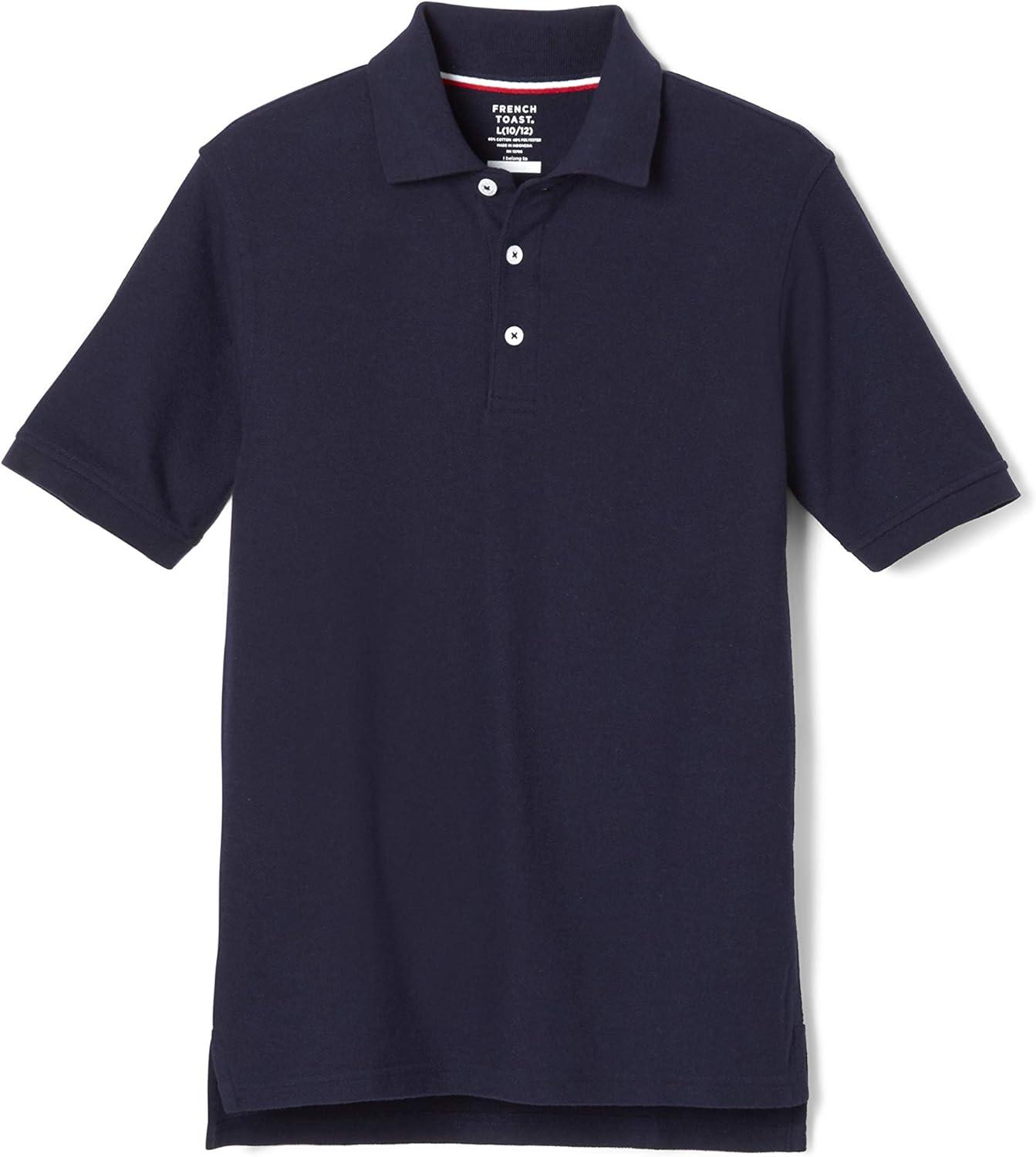 French Toast Boys’ Short Sleeve Pique Polo T-Shirt(Navy)