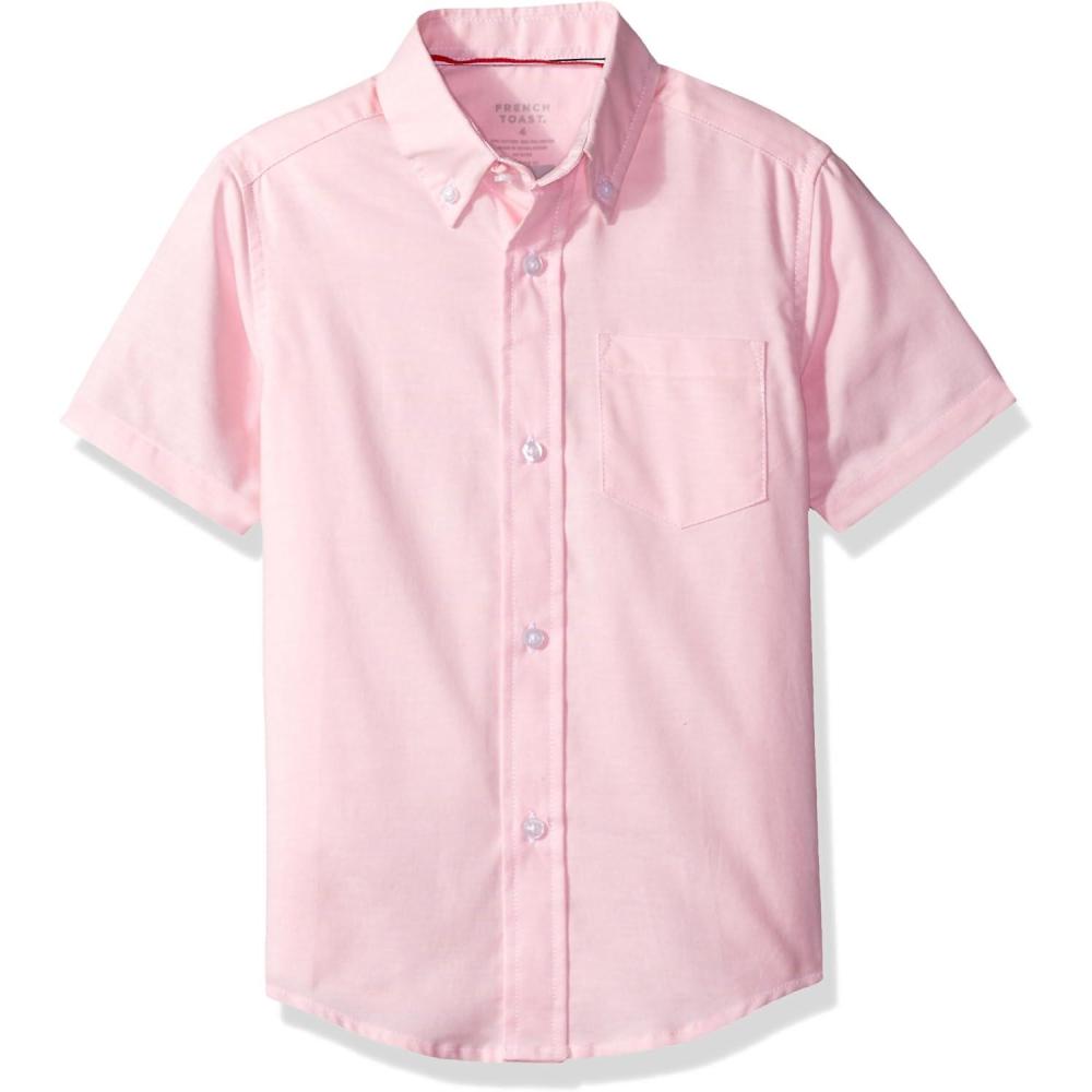 French Toast Little Boys’ Short Sleeve Oxford Dress Shirt(Pink)