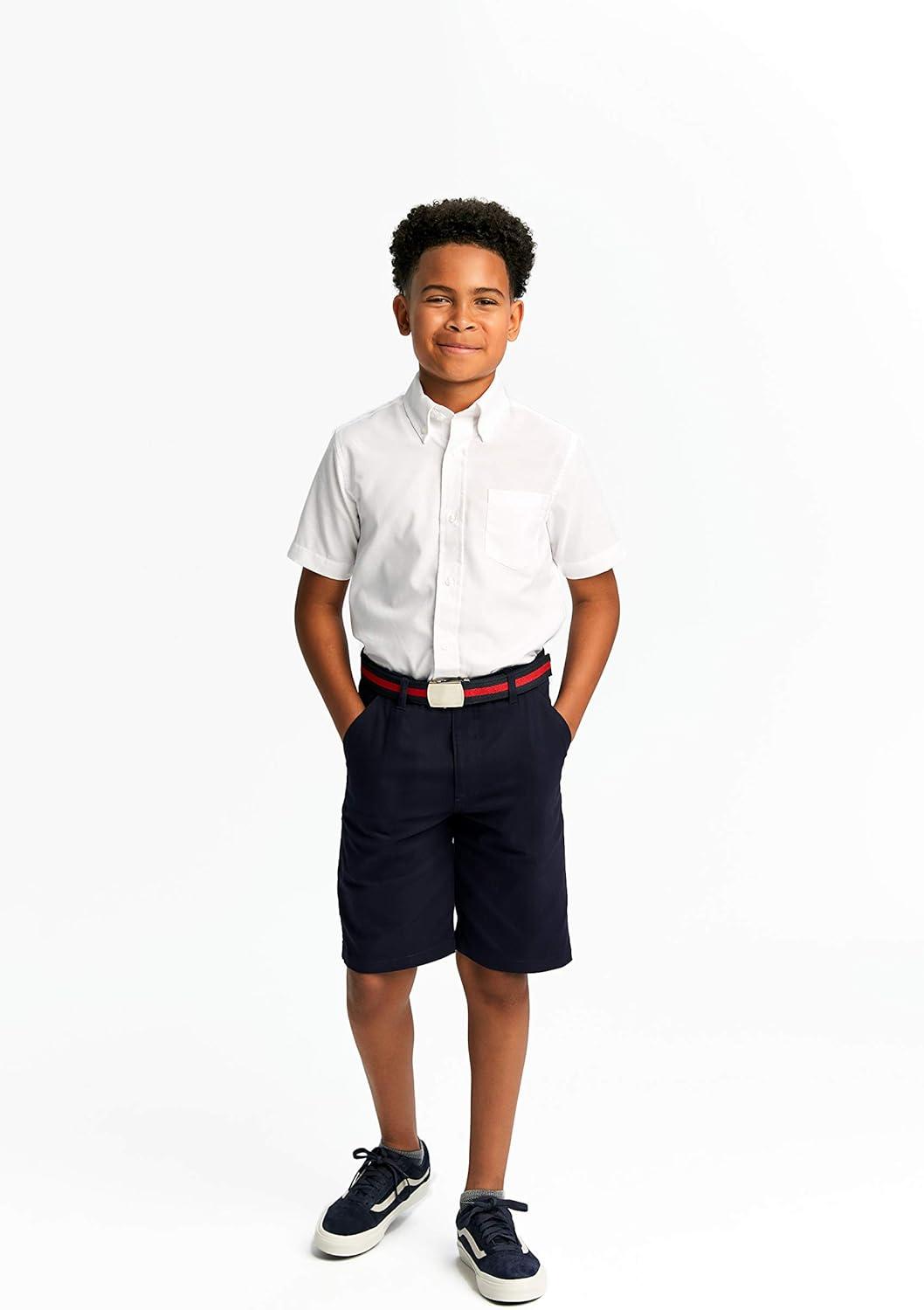 French Toast Men’s Short Sleeve Poplin Dress Shirt(2pk White)