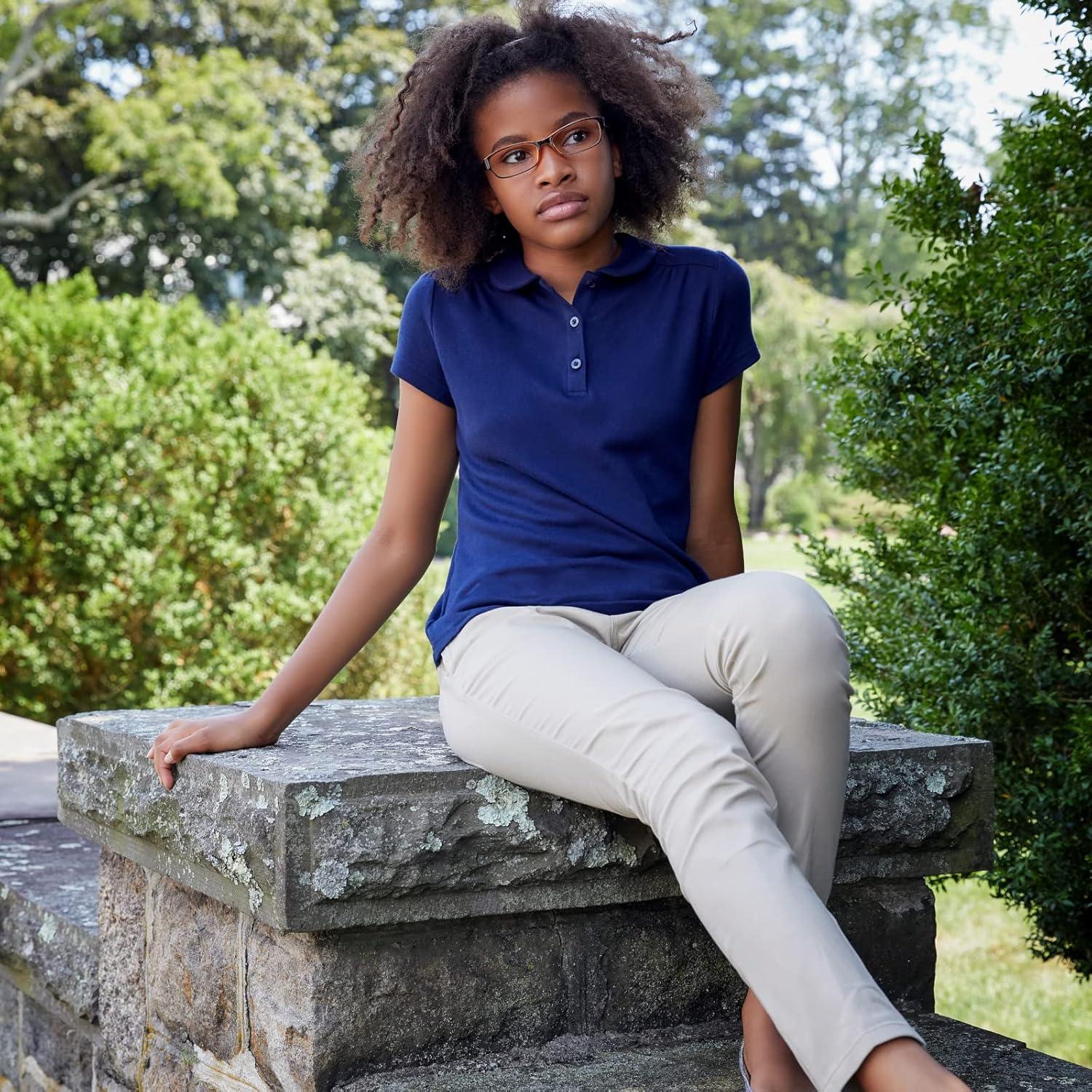 French Toast Girls Adjustable Waist Stretch Twill Skinny Pant (Standard & Plus)(Khaki)