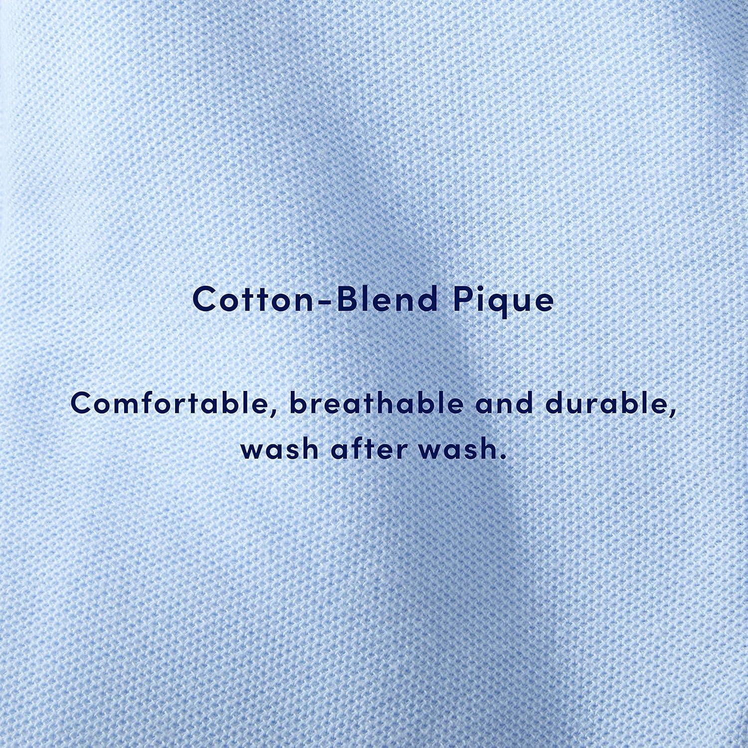 French Toast Men’s Long Sleeve Cotton Blend Pique Polo Shirt(Light Blue)