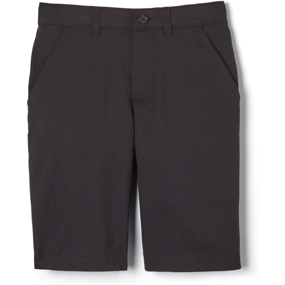 French Toast Men’s Moisture Wicking Flat Front Stretch Microfiber Performance Short(Black)