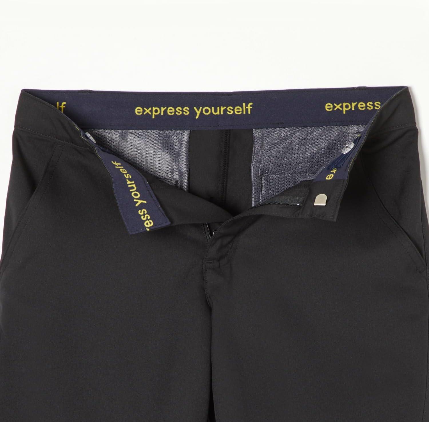 French Toast Men’s Moisture Wicking Flat Front Stretch Microfiber Performance Short(Black)
