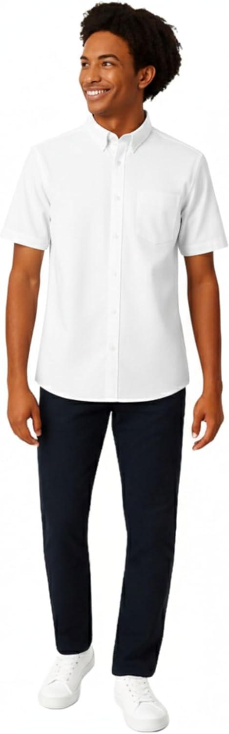 French Toast Boys Short Sleeve Classic Poplin Dress Shirt(White)