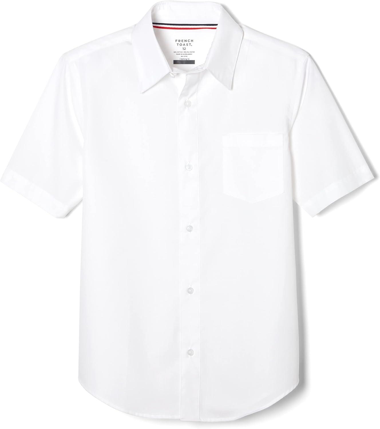 French Toast Boys Short Sleeve Classic Poplin Dress Shirt(White)