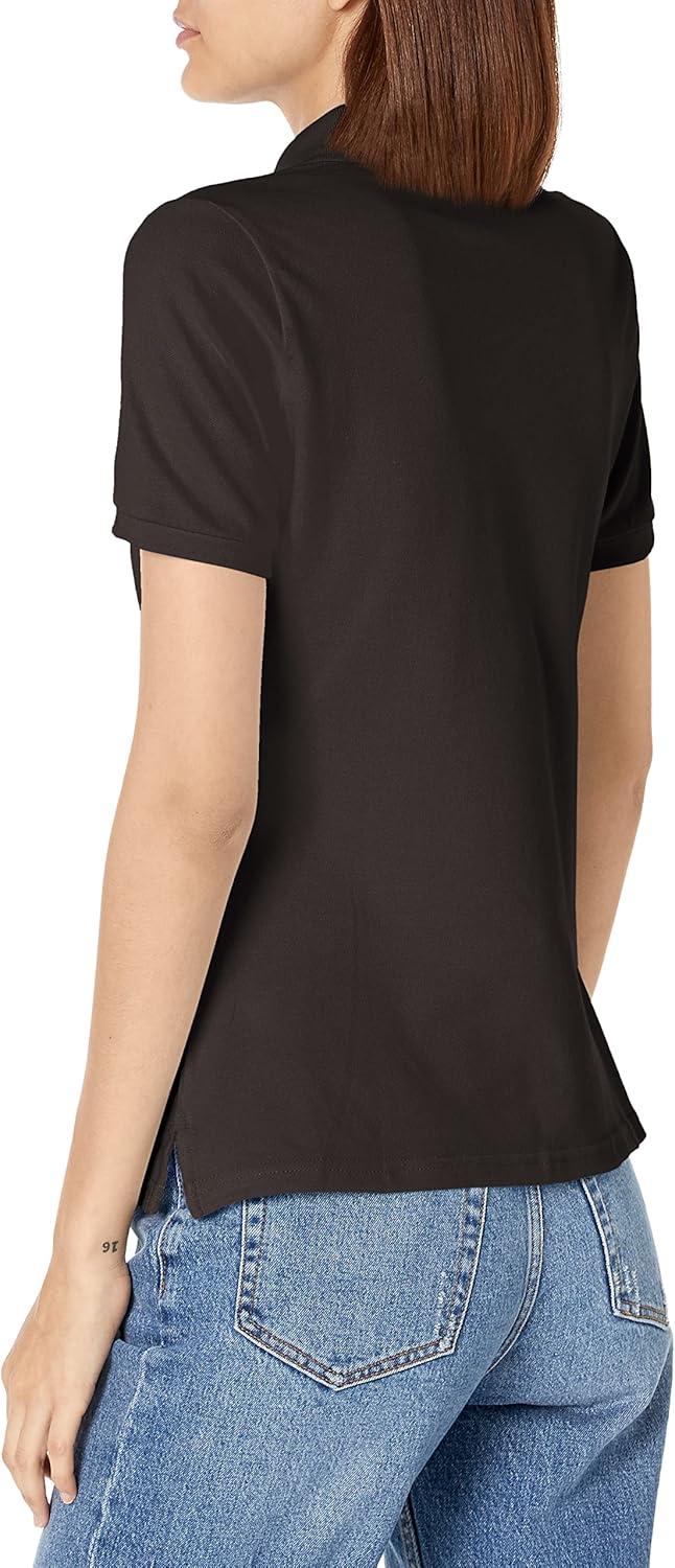 French Toast Women’s Cotton Blend Stretch Pique Short Sleeve Polo Shirt(Black)