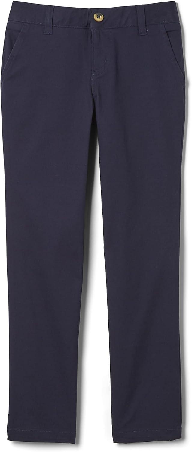 French Toast Womens’ Teen and Young Women’s Straight Fit Stretch Twill Pant(Navy)