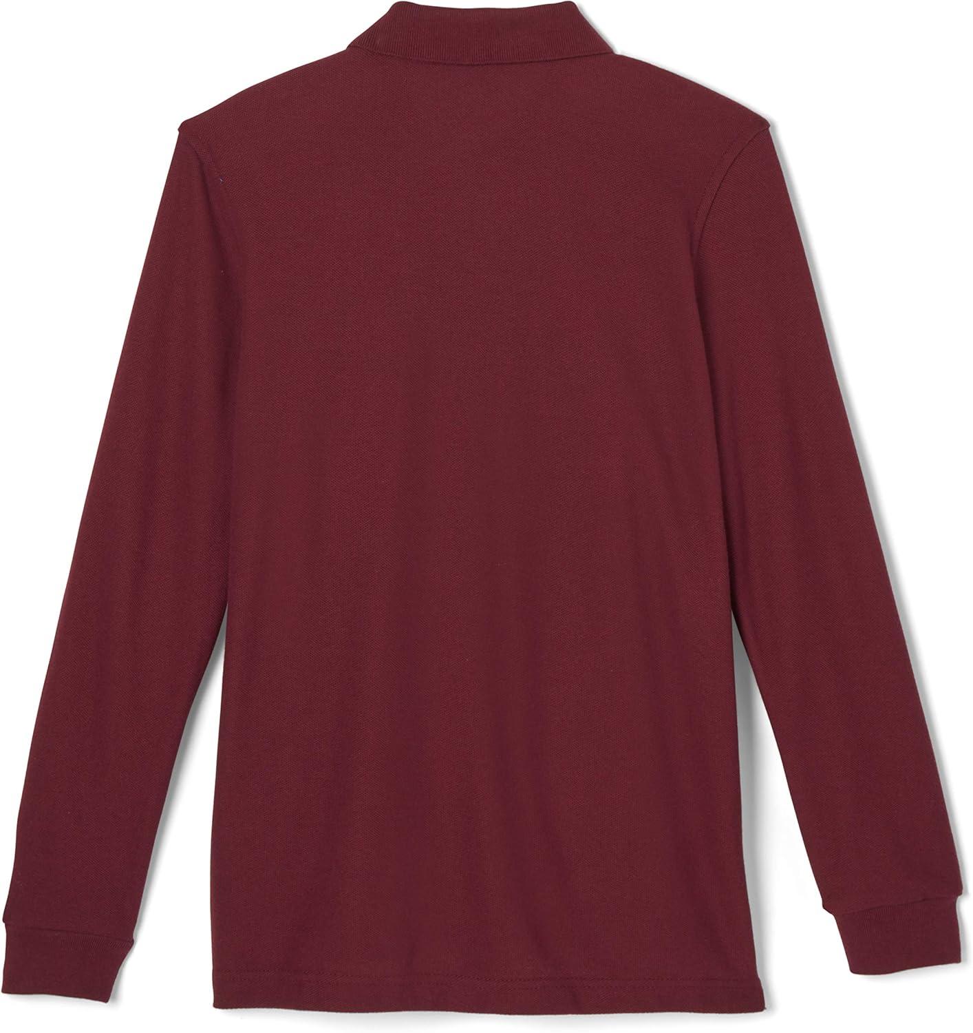 French Toast Boys Pique Polo School Uniform Shirt with Long Sleeves for Boys and Girls(Burgundy)