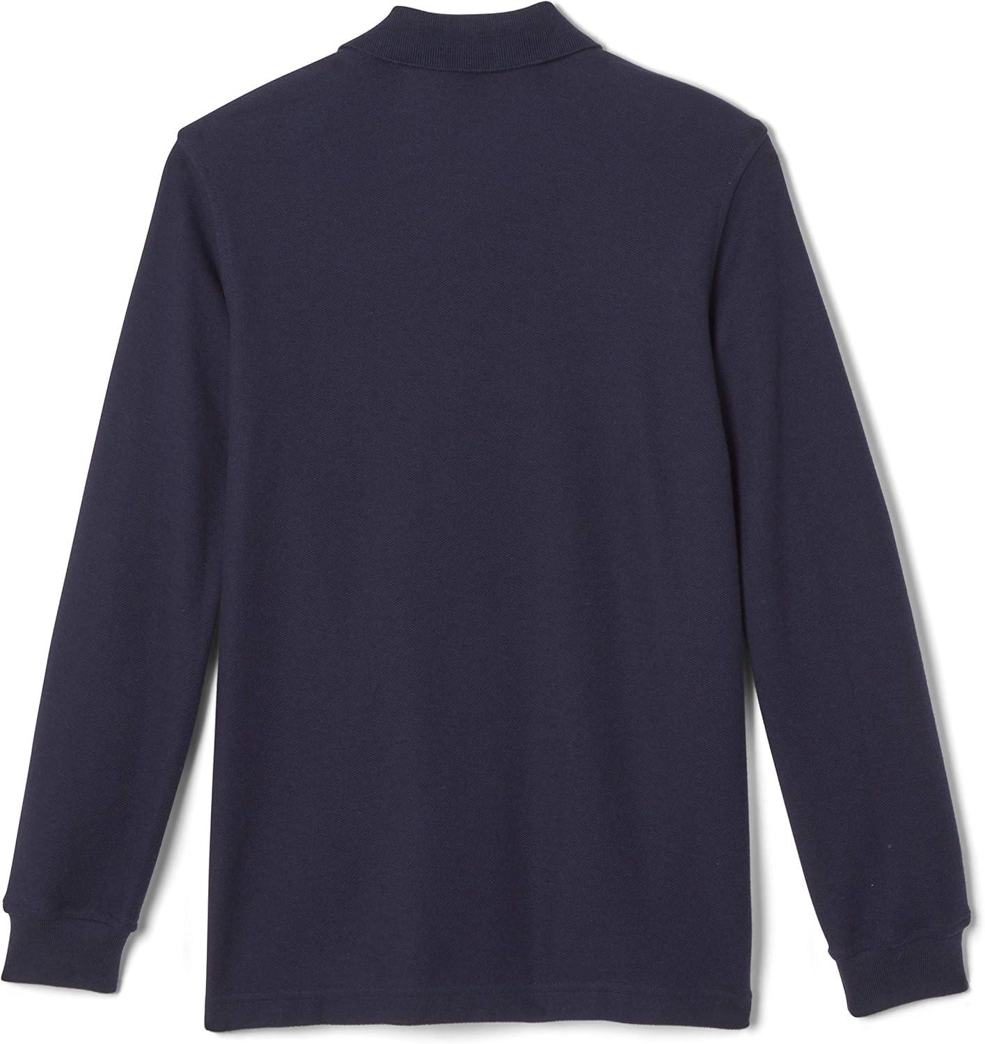 French Toast Boys Pique Polo School Uniform Shirt with Long Sleeves for Boys and Girls(Navy)