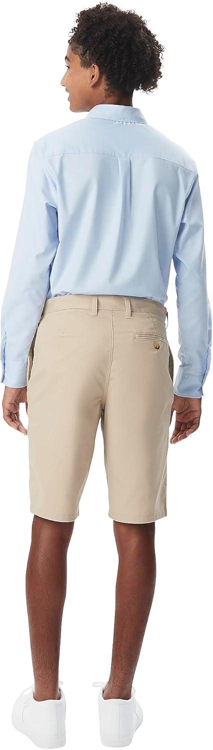 French Toast Men’s Flat Front Stretch Twill Short(Khaki)