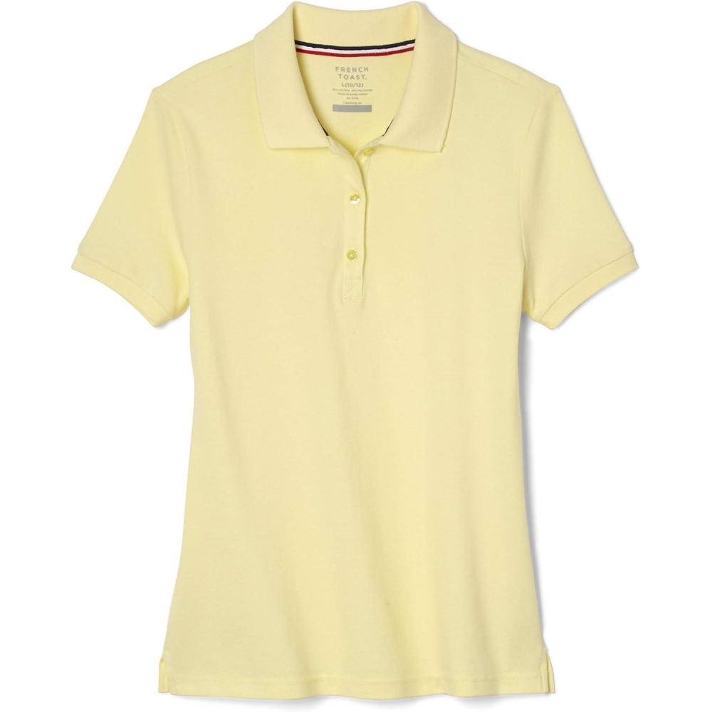 French Toast Women’s Cotton Blend Stretch Pique Short Sleeve Polo Shirt(Yellow)