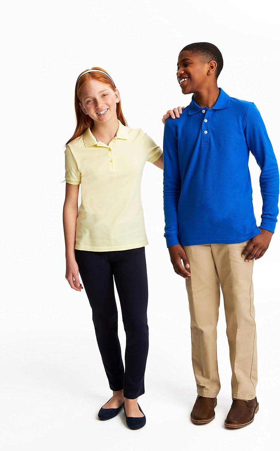 French Toast Women’s Cotton Blend Stretch Pique Short Sleeve Polo Shirt(Yellow)