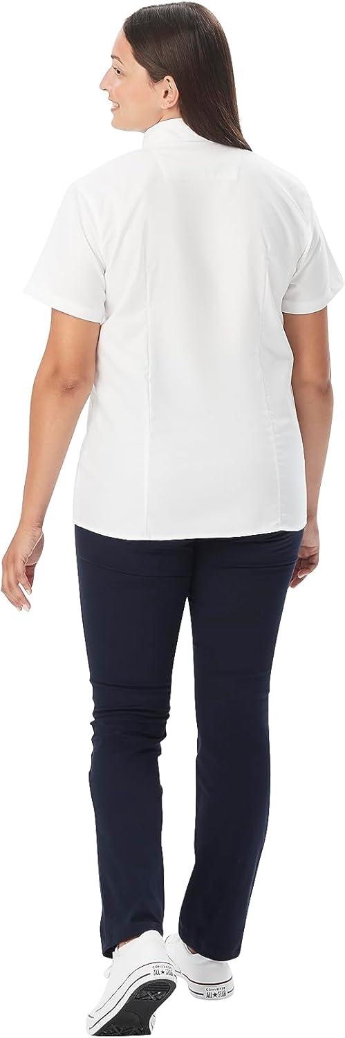 French Toast Women’s Junior’s Fitted Wrinkle-Resistant Oxford Shirt with Short Sleeves(White)