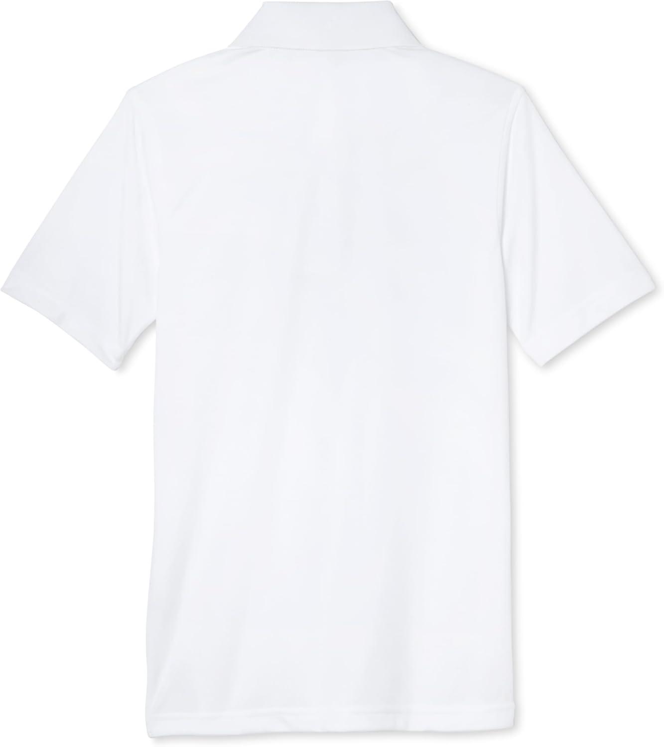 French Toast Young Men’s Moisture Wicking Performance Sport Polo Short Sleeve Shirt(White)