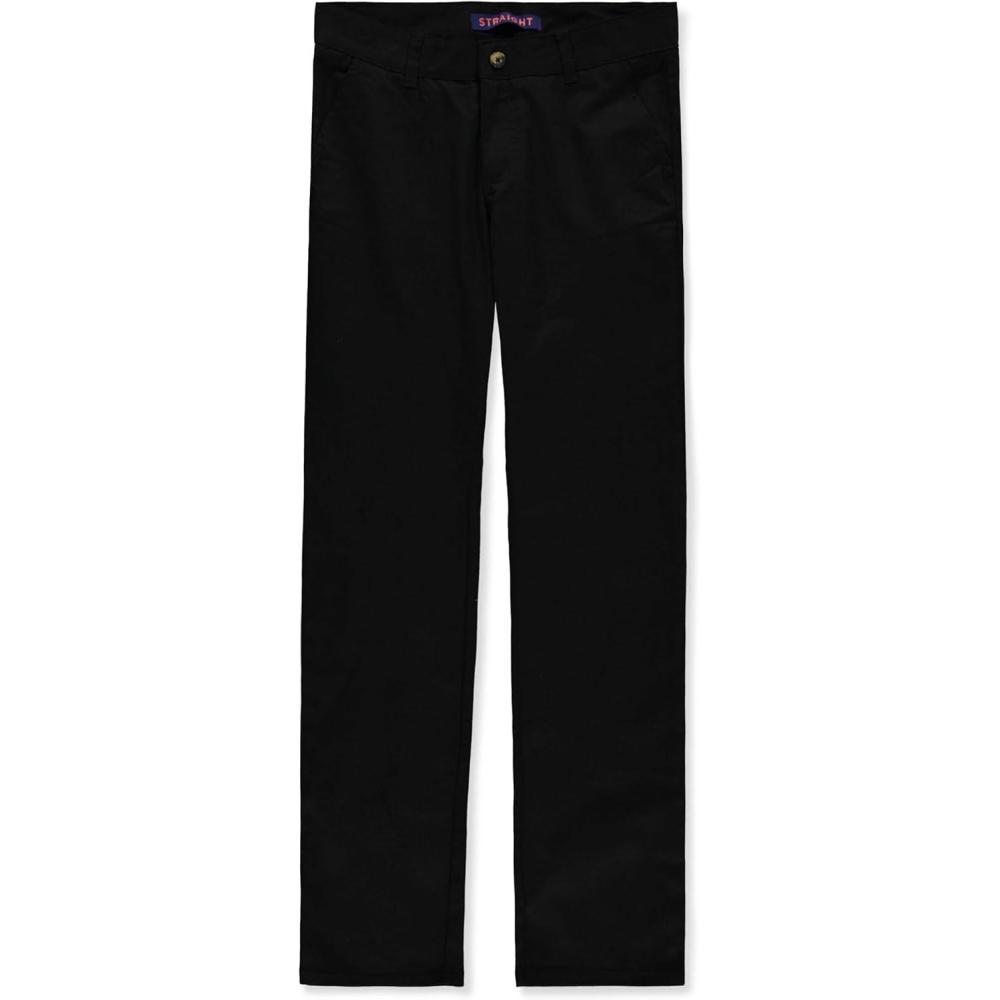 French Toast Womens’ Teen and Young Women’s Straight Fit Stretch Twill Pant(Black)
