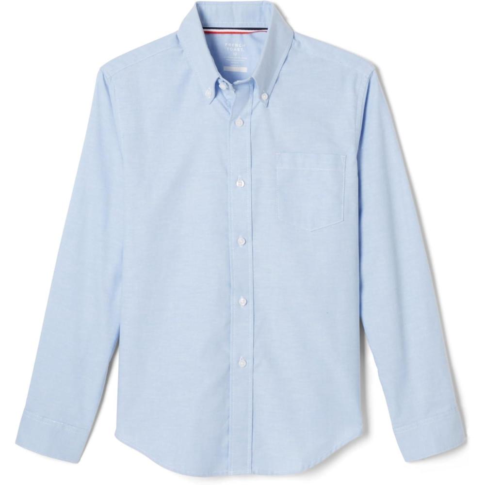 French Toast Young Mens Long Sleeve Oxford Shirt(Light Blue)