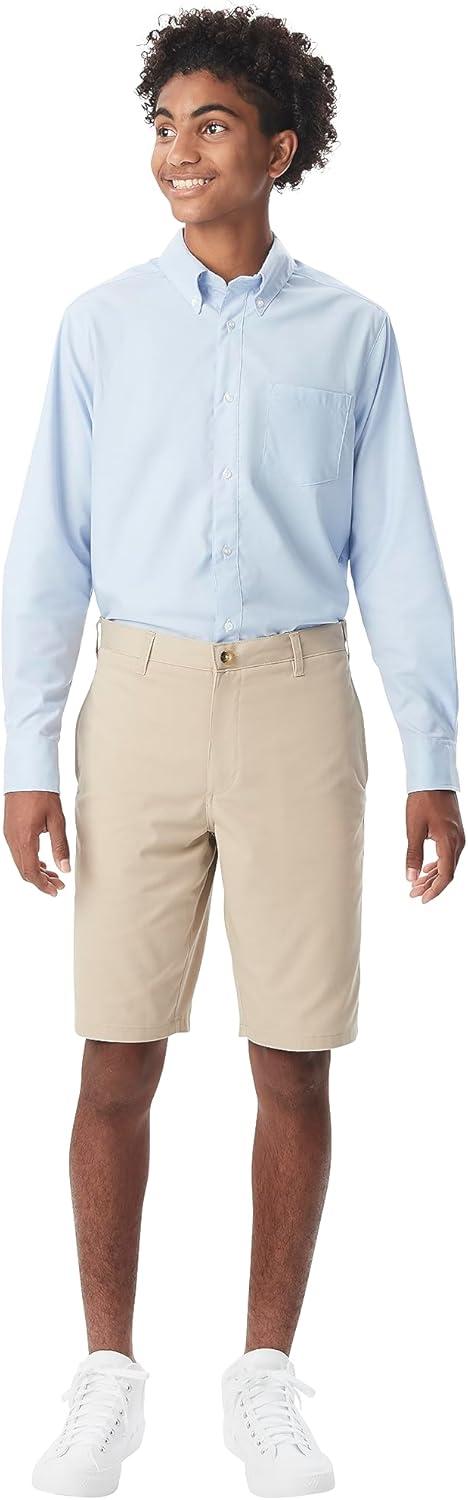 French Toast Young Mens Long Sleeve Oxford Shirt(Light Blue)