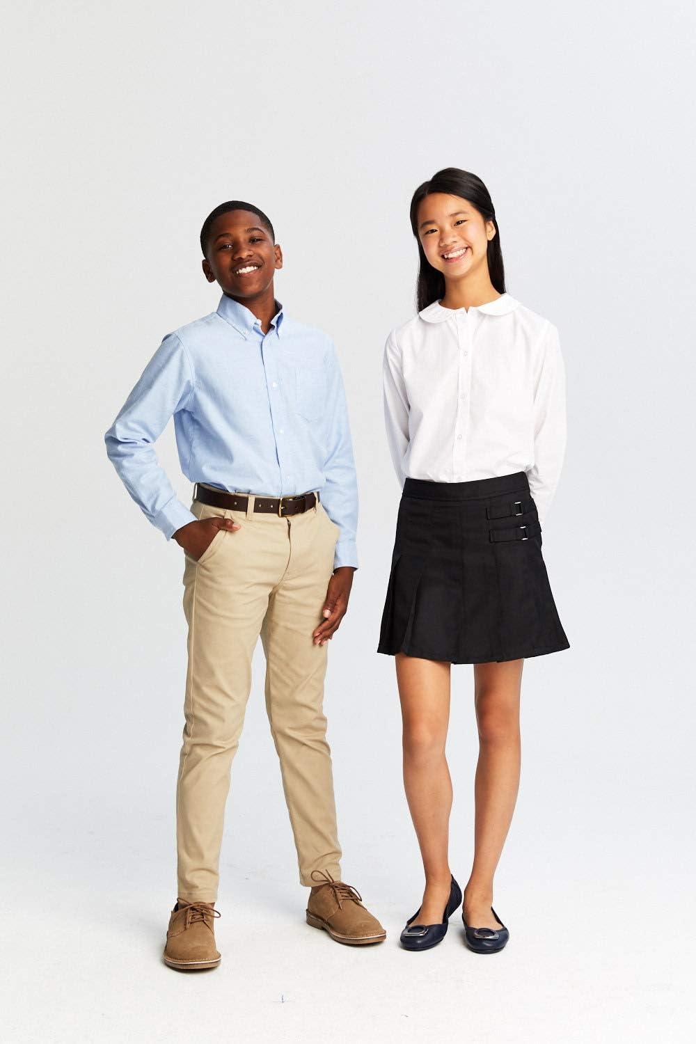 French Toast Young Mens Long Sleeve Oxford Shirt(Light Blue)