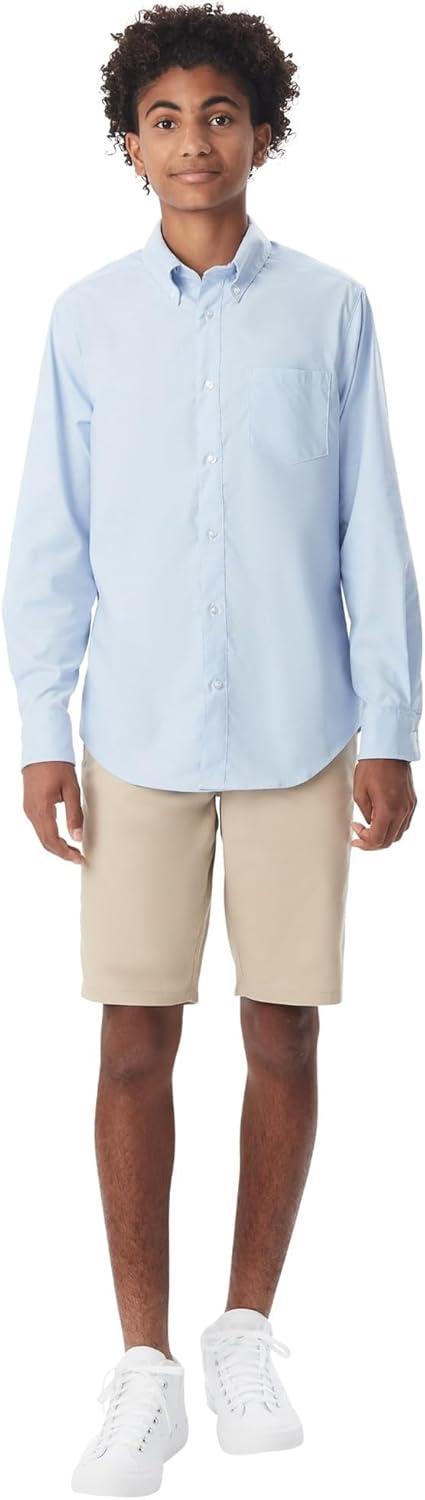 French Toast Young Mens Long Sleeve Oxford Shirt(Light Blue)