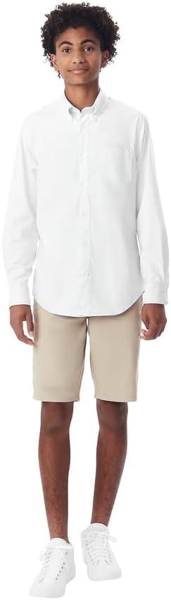 French Toast Young Mens Long Sleeve Oxford Shirt(White)