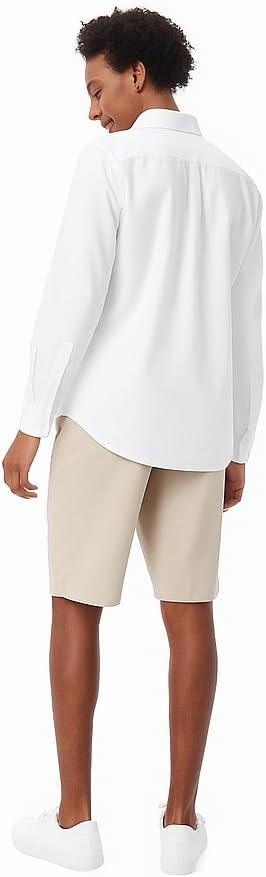 French Toast Young Mens Long Sleeve Oxford Shirt(White)