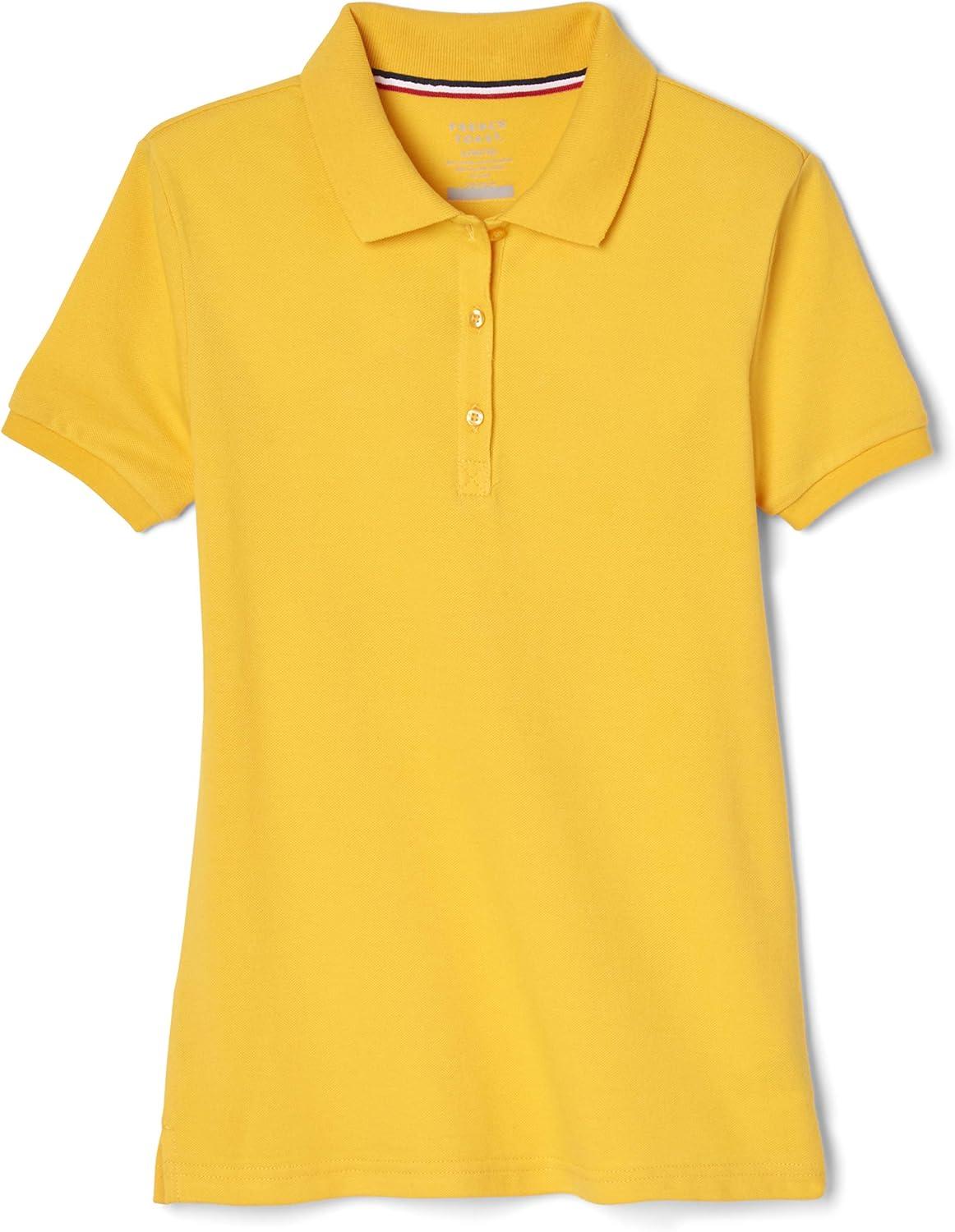 French Toast Women’s Cotton Blend Stretch Pique Short Sleeve Polo Shirt(Gold)