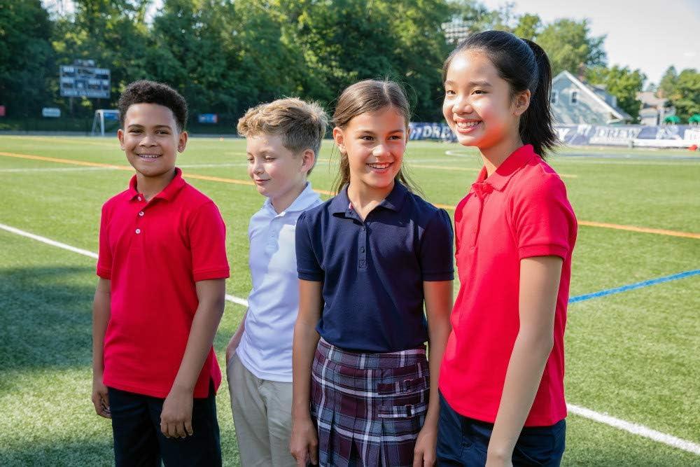 French Toast Little Girls’ Short Sleeve Stretch Pique Polo(Navy)