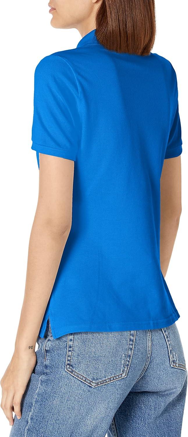 French Toast Women’s Cotton Blend Stretch Pique Short Sleeve Polo Shirt(Royal)
