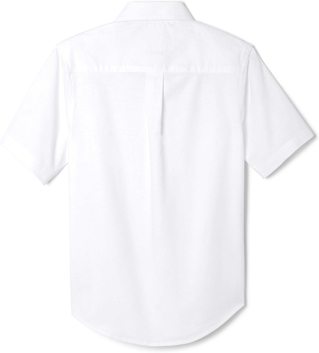 French Toast Men’s Short Sleeve Poplin Dress Shirt(White Stretch)