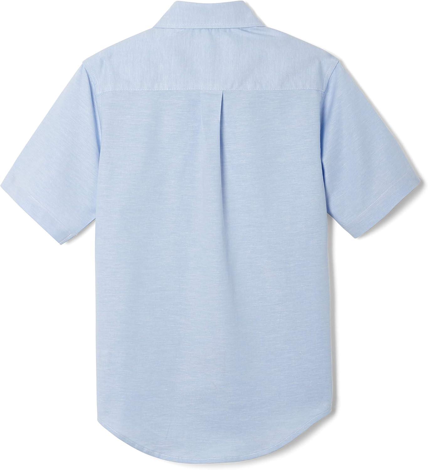 French Toast Men’s Short Sleeve Poplin Dress Shirt(Light Blue Stretch)