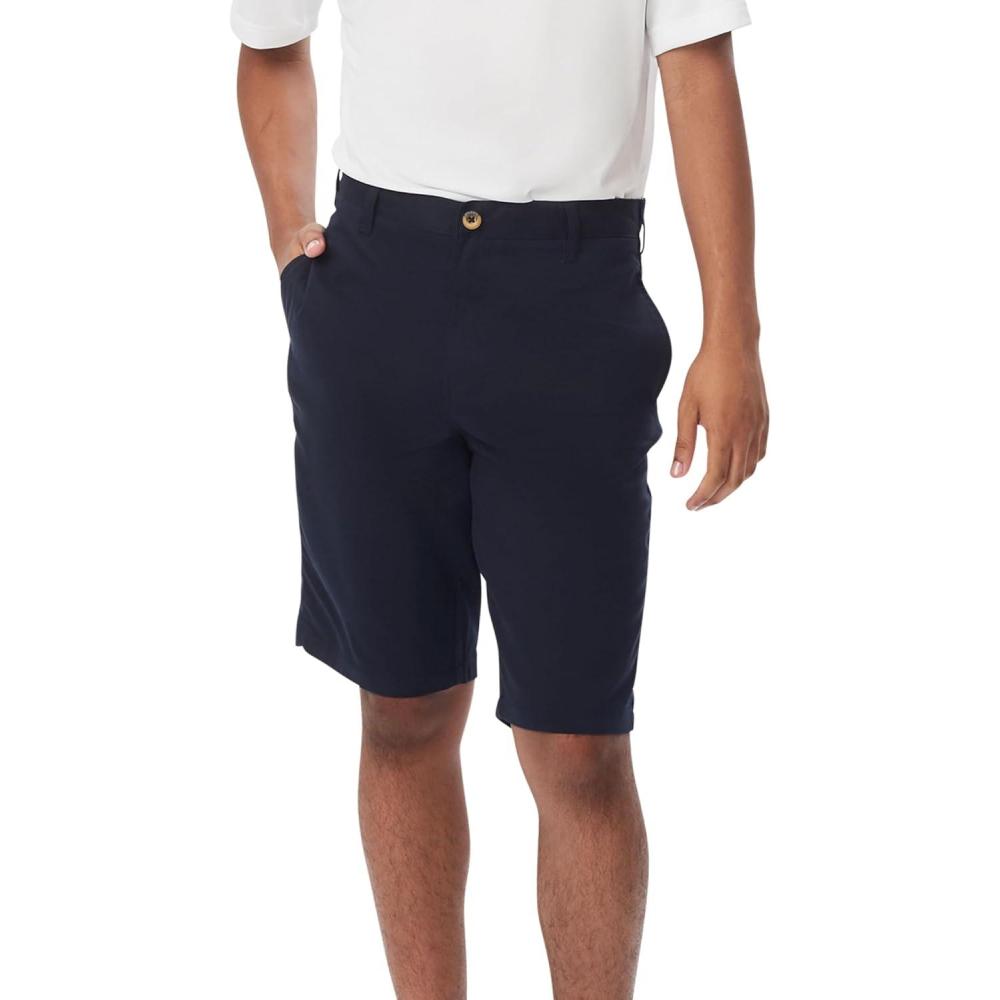 French Toast Men’s Moisture Wicking Flat Front Stretch Microfiber Performance Short(Navy)