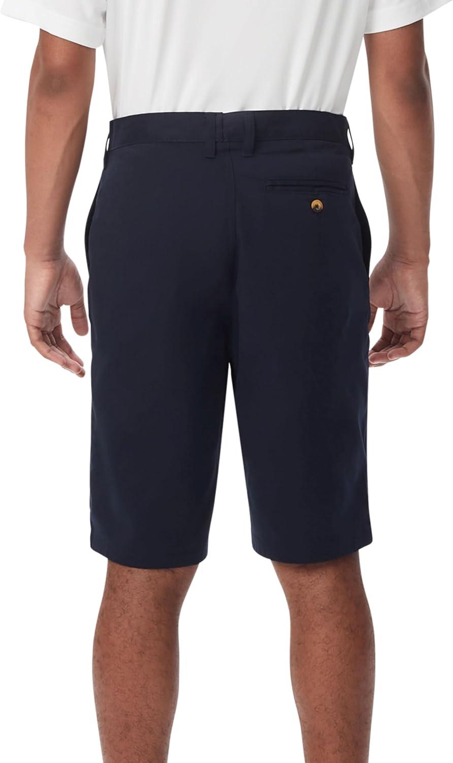 French Toast Men’s Moisture Wicking Flat Front Stretch Microfiber Performance Short(Navy)