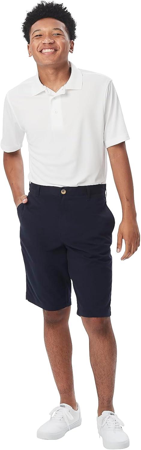 French Toast Men’s Moisture Wicking Flat Front Stretch Microfiber Performance Short(Navy)