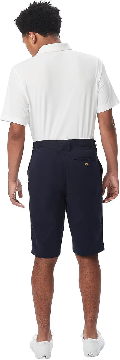 French Toast Men’s Moisture Wicking Flat Front Stretch Microfiber Performance Short(Navy)