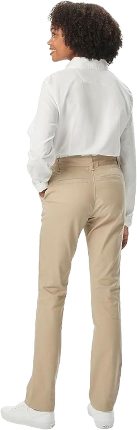 French Toast Womens’ Teen and Young Women’s Straight Fit Stretch Twill Pant(Khaki)